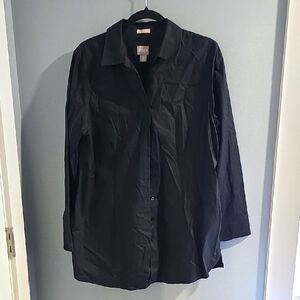 Chico's Black Casual Button Down Shirt, Size 2.